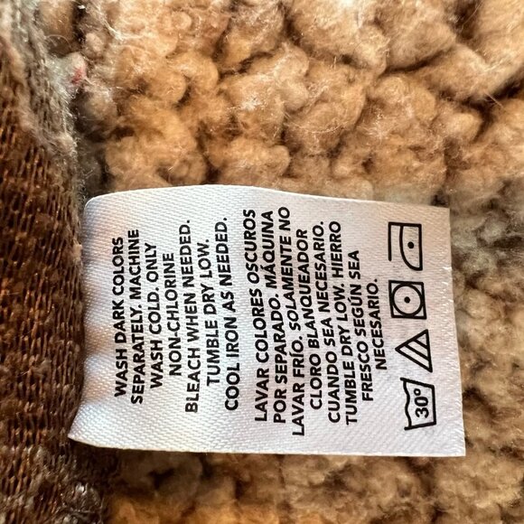 Alpine Sherpa Jacket, Light tan & Brown with 1/4 zip at chest, Size Large - Picture 8 of 8